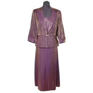 3pc Vintage Oblique Mauve Skirt Set Formal Gown Mother Of Bride Gala